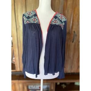 American Eagle Outfitters Size Large Open Cotton Cardigan w/ Western Embroidery‎